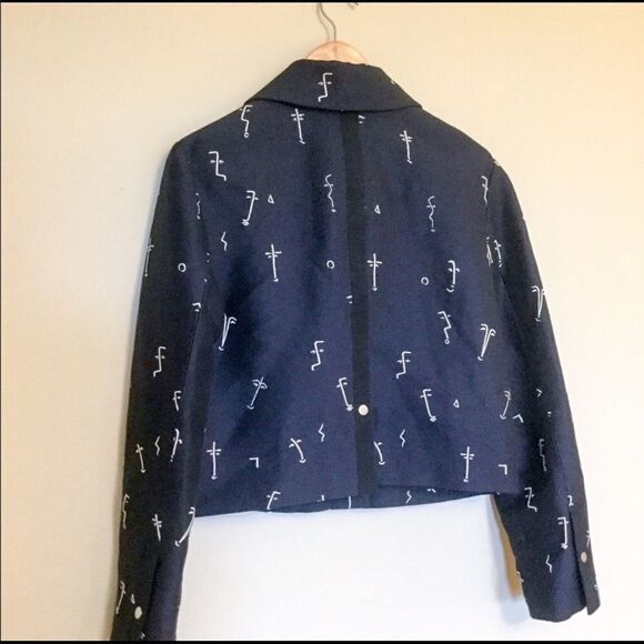 GREY Jason Wu Embroidered Face Crop Moto Jacket - Picture 7 of 12